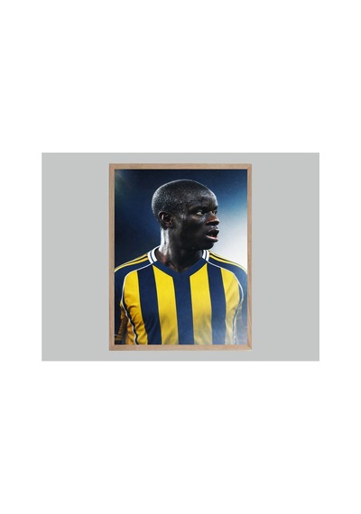 N'golo Kante Doğal Ahşap Çerçeveli Dekoratif Tablo Çok Renkli - 841873948 Çok Renkli