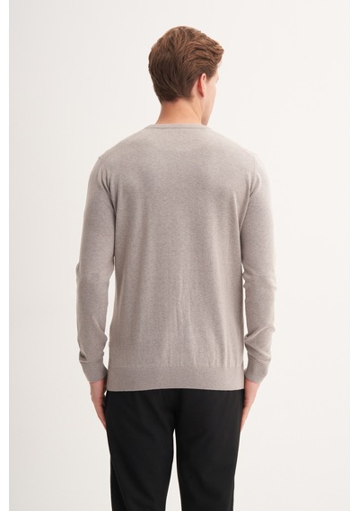Cazador Slim Fit Soft Touch Basic Bisiklet Yaka Kazak Gri