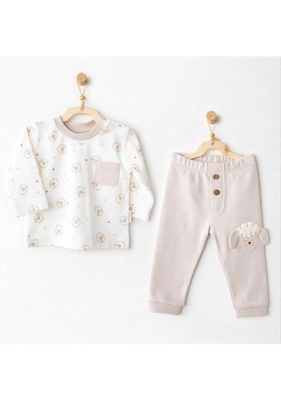 Andywawa Bebek Tinny's Sheeps Alt Üst Takım Ac26155 Beige