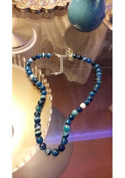 Stoneage Jewellery Mavi Akik Kendine Güven Kadın Kolye Turkuaz