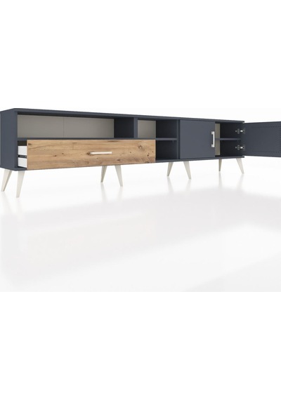 Arges Tv Ünitesi 3 Raflı Tek Çekmeceli 2 Kapaklı 220x30x51 Antrasit-antrasit/çam Antrasıt/atlas Çam - Antrasıt Arges Tv Ünitesi 3 Raflı Tek Çekmeceli 2 Kapaklı 220x30x51 Antrasit-antrasit/çam Antrasıt/atlas Çam - Antrasıt