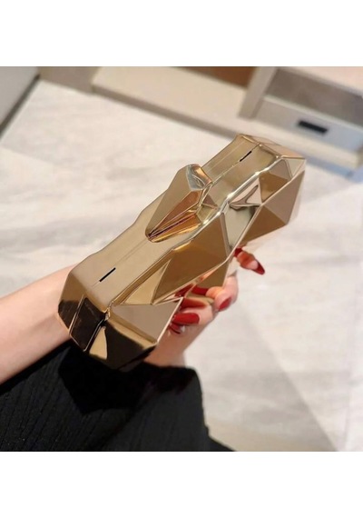 Öznora Zikzak Model Zincir Askılı Şık Abiye Çanta Altın