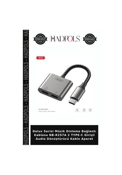 Delux Serisi Müzik Dinleme Bağlantı Kablosu Nb-r257a 2 Type-c Girişli Audio Dönüştürücü Kablo Aparat