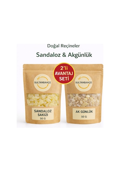 Sultanbahçe Sandaloz Sakızı & Akgünlük Sakızı - 2'li Set - Bitkisel Reçine Doğal Sandaloz Ak Günlük Sakızı