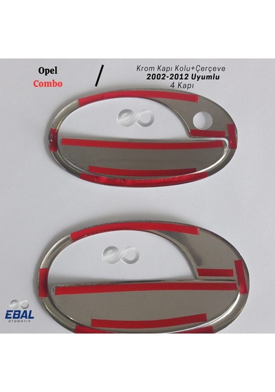 Opel Combo Krom Kapı Kolu+çerçeve 2 Kapı 2002-2012 Paslanmaz Çelik