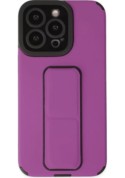 Newface Apple İphone 13 Pro Kılıf Mega Standlı Silikon - Mor