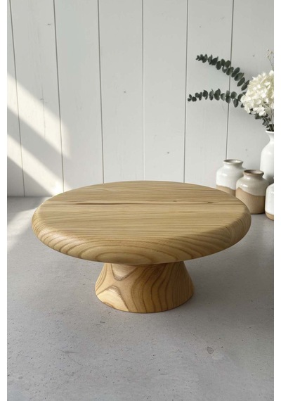 Rivaistanbul Ahşap Ayaklı %100 Kestane Ağacı Sunum Standı, Sunumluk, 30 Cm Kahverengi