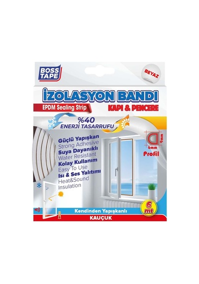Boss Tape Boss Kapı Pencere İzolasyon Fitili Bandı Beyaz 2x3mt