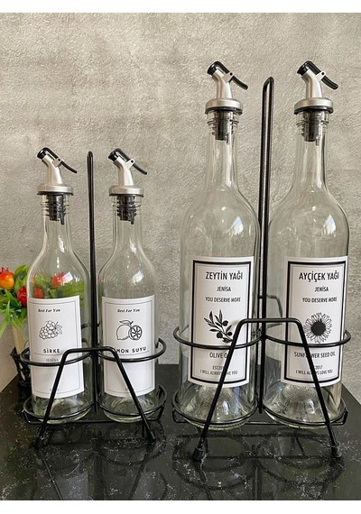 2li Standlı 750 Ml Yağlık 2li 375 Ml Sirkelik Limonluk Mutfak Yağ