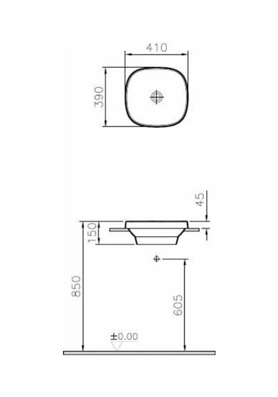 VitrA Frame 5654B483-0016 Tezgah Üstü Kare Lavabo. 41CM. Siyah