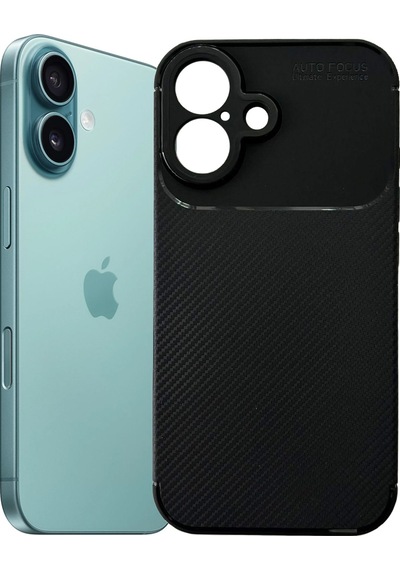 Apple Uyumlu iPhone 16 Kılıf Focus Carbon Silikon Kapak