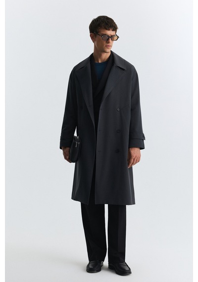 Antioch Uzun Relaxed Fit Trençkot Antrasit
