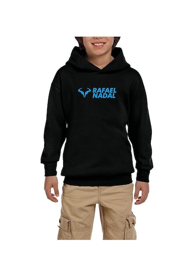 Zepplin Giyim Rafael Nadal Blue Logo Text Siyah Çocuk Kapşonlu Sweatshirt