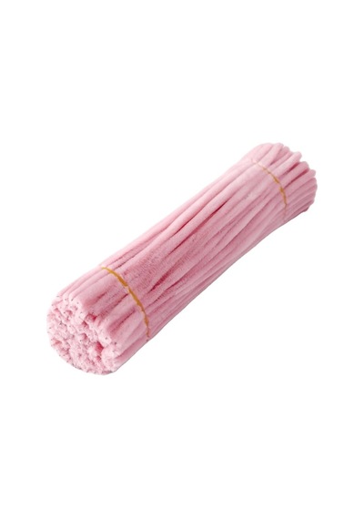 25 Adet Açık Soft Pembe Şönil , Çiçek Yapımına Uygun Tüylü Tel, 30 Cm 6 Mm