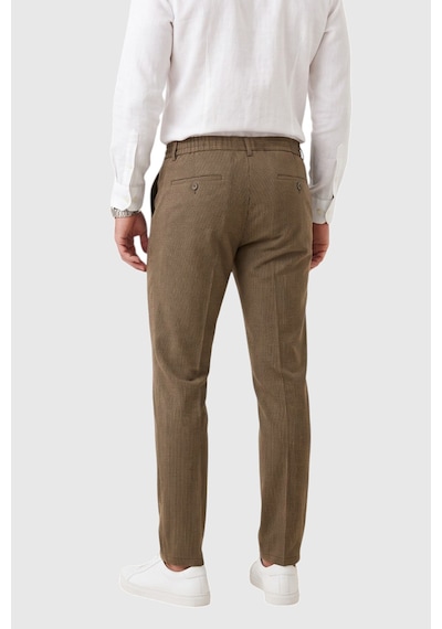 Rizzup Erkek Slim Fit Çizgili Açık Kahve Kumaş Pantolon İpli Esnek Bel Likralı Spor Pantolon 2700240