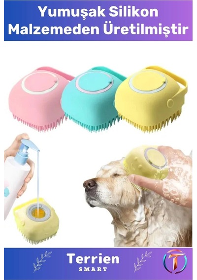 Seri Şampuan Hazneli Çok Kullanışlı Yumuşak Silikon Malzemeli Esnek Kedi Köpek Yıkama Kesesi