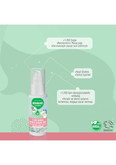 Siveno %100 Doğal Bebek Yağı Organik Jojoba Bakım Masaj Yağı Bitkisel Vegan 50 ml