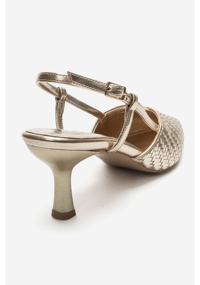 Luvi Shoes Mavero Altın Örgü Kadın Topuklu Ayakkabı