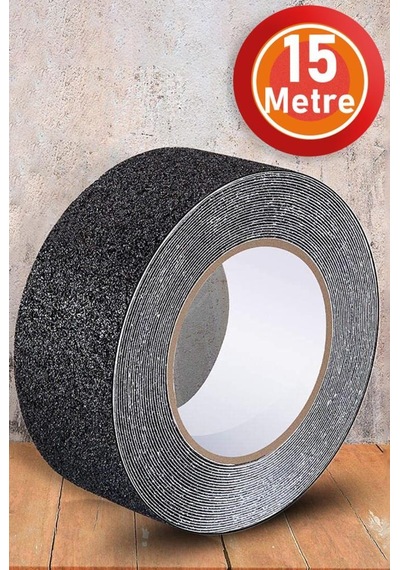 15 Mt Bondit Siyah Yapışkanlı Kaygan Zemin Basamak Merdiven Kaydırmaz Bant 50mm