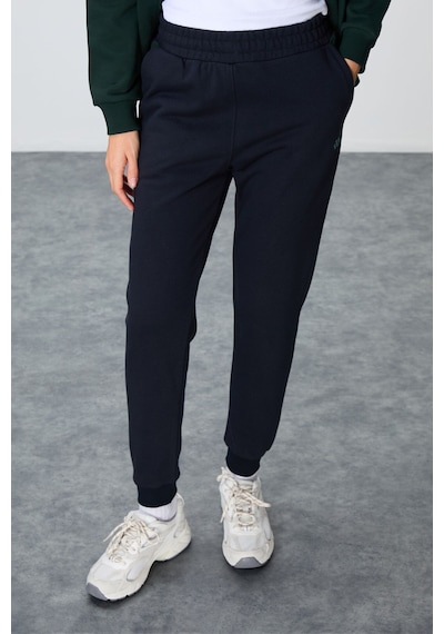 Tommy Life Çam Yeşili-lacivert Kompakt Pamuklu Kalın Pürüzsüz Dokulu Kapüşonlu Oversize Fit Kadın Eşofman Takı Yeşil