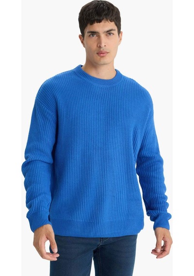 DeFacto Oversize Geniş Kalıp Bisiklet Yaka Basic Düz Triko Kazak B9718AX24SPBE770