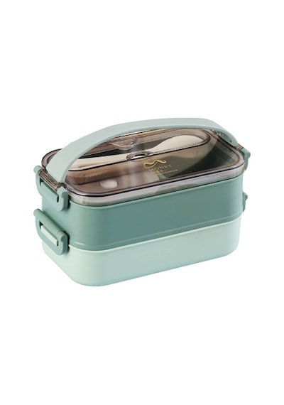 Lunchbox Çelik Beslenme Kabı 2 Kat 1200 Ml Yemek Kabı Yeşil Mavi - Yeşil - Sarı