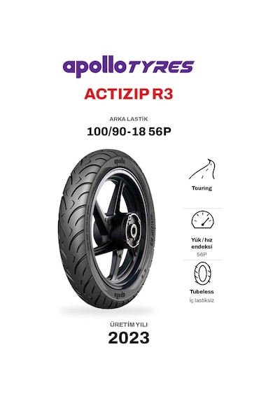 Apollo Actizip R3 100/90-18 56p Tubeless Arka Motosiklet Lastiği