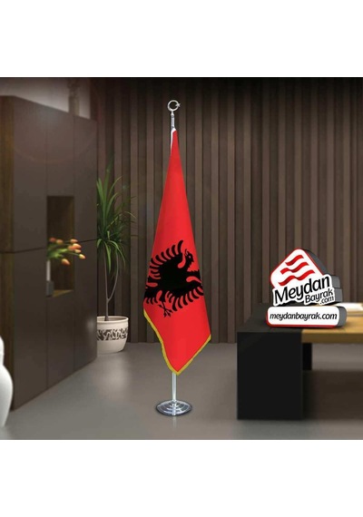 Arnavutluk Cumhuriyeti Bayrak -ofis -makam-toplantı Odaları -direkli -saçaklı Makam Bayrağı 1