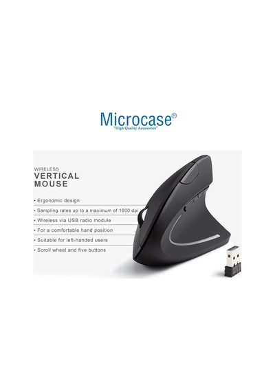 Pilli Dikey Ergonomik Kablosuz Mouse 800/1200/1600 Dpı 6 Tuşlu - Al5177