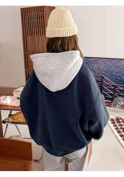 Kadın Lacivert Suppose Baskılı Oversize Sweatshirt Lacivert