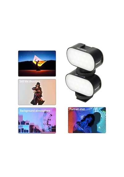 Jmary Fm-16rgb Mandallı Dijital Led Göstergeli Telefon-kamera Üstü Rgb Lamba 750mah Siyah