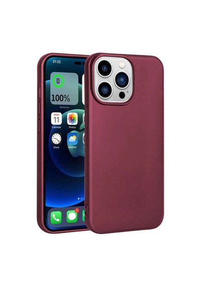 Apple iPhone Uyumlu 14 Pro Max Kılıf Zore Premier Silikon Kapak Mürdüm