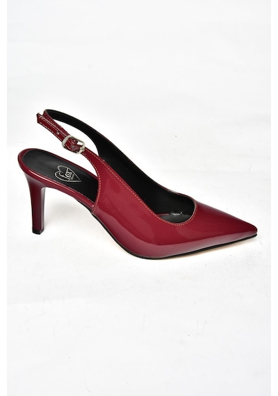 Fox Shoes S654071708 Bordo Rugan İnce Topuklu Kadın Ayakkabı Bordo
