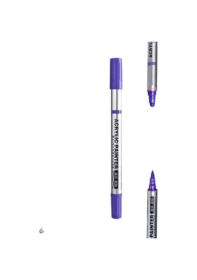 Çift Taraflı Akrilik Marker Kalemi - 1 Adet- Koyu Mor Karışık