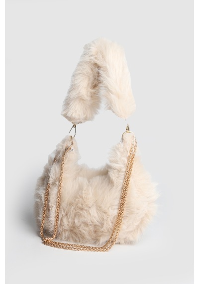 La'Graccio Paris Lagraccio Paris Kadın Lior Peluş Çift Askılı El Ve Çapraz Çanta Peluş Vizon