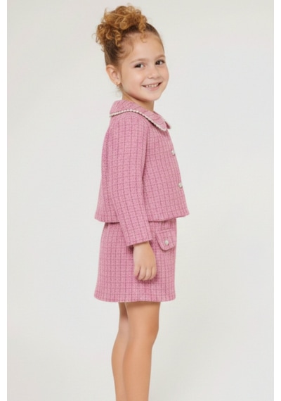 My Kids Wear Kız Çocuk Bayramlık İnci Detaylı Tüvit Takım 12545 Pembe
