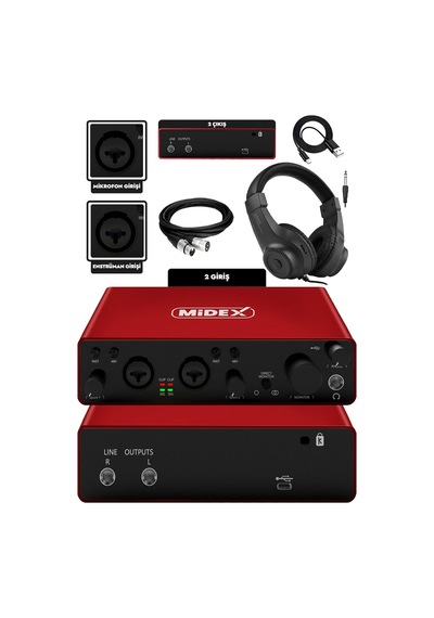 Glx-800rd-h Üst Segment Usb Stüdyo Ses Kartı 2 Giriş 2 Çıkış 24bit/192khz Kulaklık Kablo Dahil