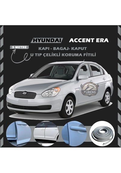 Hyundai Accent Era Oto Araç Kapı Koruma Fitili 5 Metre Parlak Gri Renk