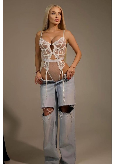 Bikini Mayokini Dünyası Mari Dantel Bodysuit - Beyaz