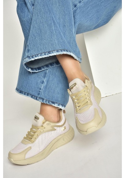 Fox Shoes Y702500804 Bej Kumaş Kalın Tabanlı Spor Ayakkabı Sneakers Bej