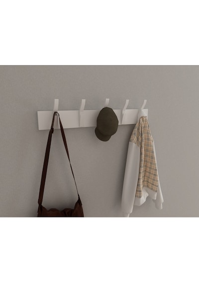 Hepsi3boyutlu Modern Duvar & Kapı Kanca Askılık - 5 Adet Beyaz Kanca Askılık - Model No : 3 Beyaz