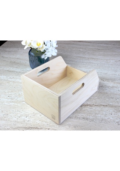 Doğal Huş Ağacından Verniksiz 7 İnç Plak Kutusu - Organizer Kutu - Birch Wood 7" Record Box Natural