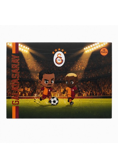 Galatasaray Lisanslı 48 Parça Puzzle - Sané Ve Osimhen İllüstrasyonlu Çocuk Yapboz Renkli