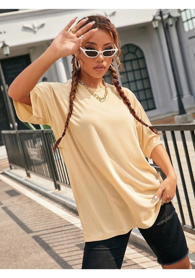 Flood Of Style Kadın Oversize T-shirt Vizon Bej