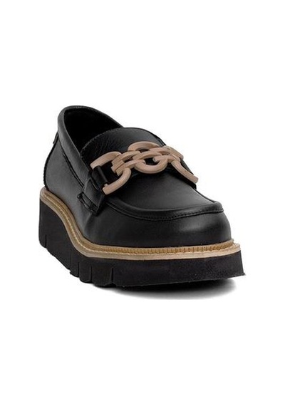 Mammamia D24ya-3205 Hafif Tokalı Deri Kadın Loafer Ayakkabı Bej