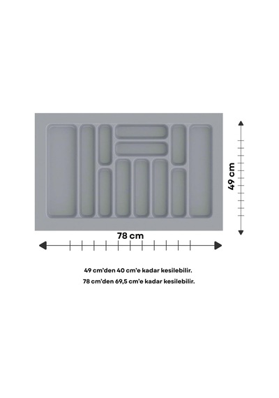 Mutfak Çekmece İçi Kaşıklık 40-49 Cm Derinlik Ayarlanabilir Gri & Antrasit Çekmece Düzenleyici Kaşık Çatal Bıçak Organizer Kaymaz Taban Gri, 78 Cm X 49 Cm Çok Renkli