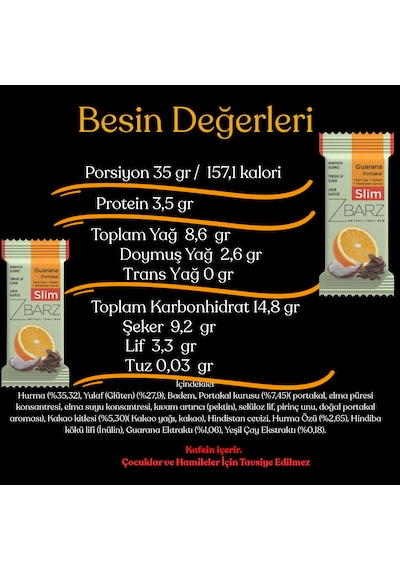 Zbarz Slim Guarana Portakallı Fonksiyonel Meyveli Bar 12 x 35 G