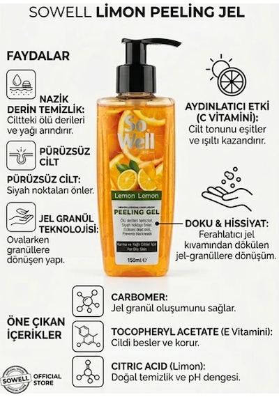 So Well Peeling Gel Lemon 150 Ml