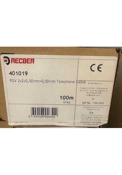 Reçber Pdv 2x2x0,50mm Telefon Kablosu 100 Metre