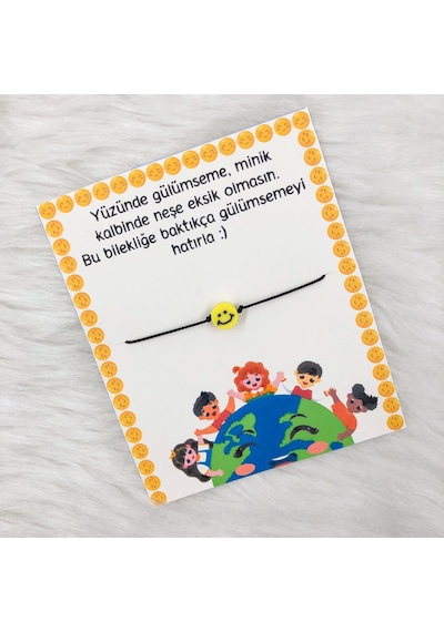10 Adet Gülen Emoji Gülümseme Bilekliği Çok Renkli